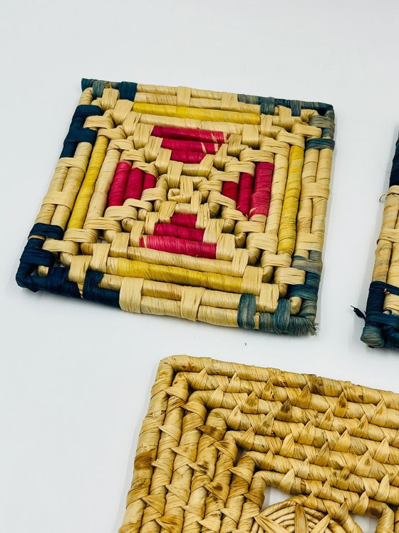 Image 1 of Set of 3 vintage braided fiber trivets