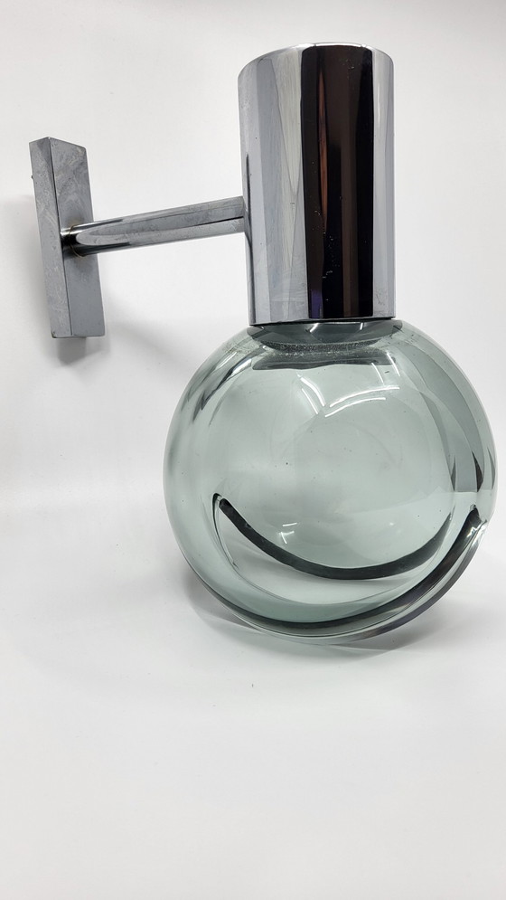 Image 1 of Glass and Chrome Eye Ball Wall Sconce, Italy, 1970s