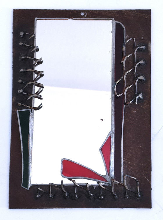 Image 1 of Brutalistische spiegelset glas en metaal