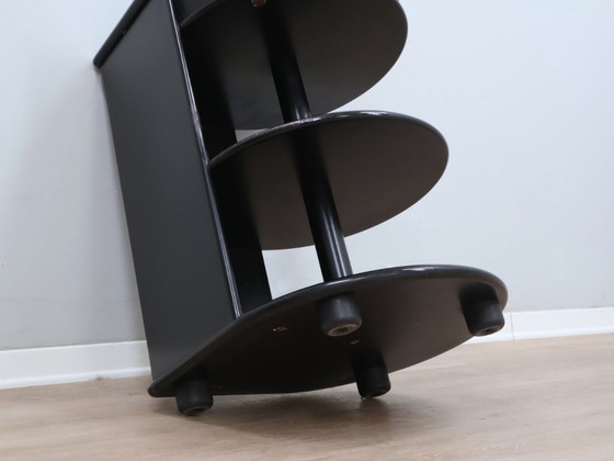 Image 1 of B&B 1980s postmodern black lacquered nightstands , set of 2