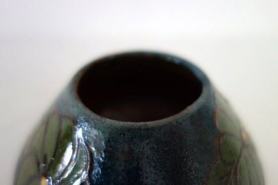 Art Nouveau ceramic Vase by Schlibs, France, 1920s, Blue, Vintage (photo 4 of 8)