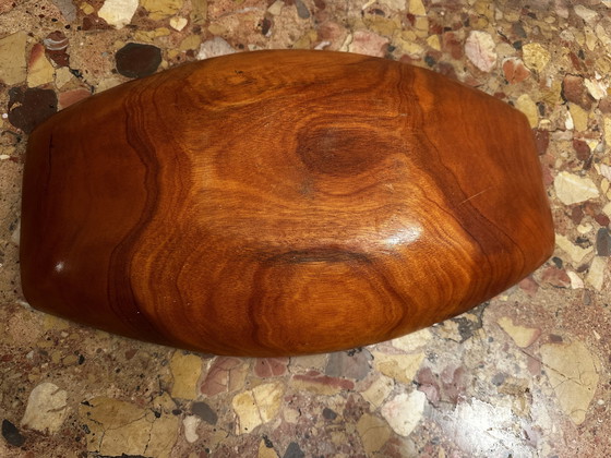 Image 1 of Vintage Reddish Carved Wooden Bowl/Empty Tray - 41/25/H 8 Cm