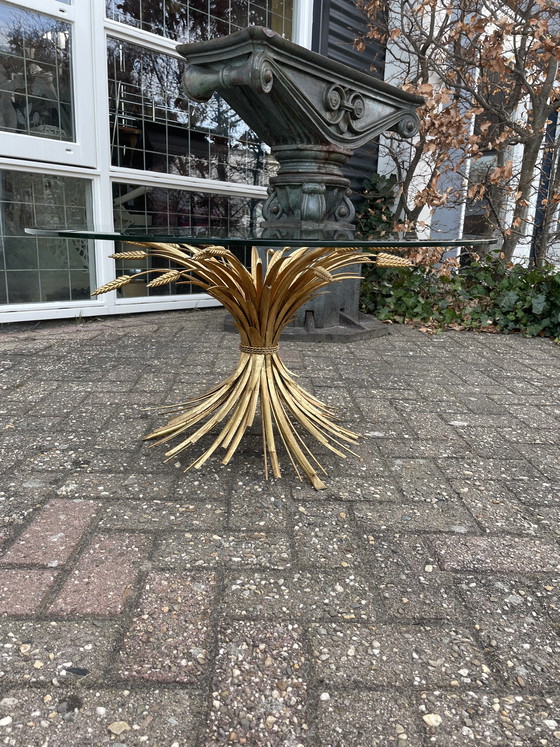 Image 1 of Vergulde Korenschoof Koffie Tafel, Jaren 60