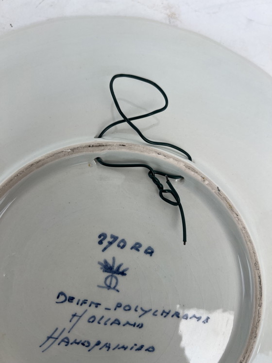 Image 1 of Antique porcelain wall plate - Delft Polychrome Holland