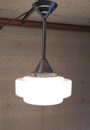 Lámpara colgante estilo Bauhaus, globo opalino XL - años 30/40