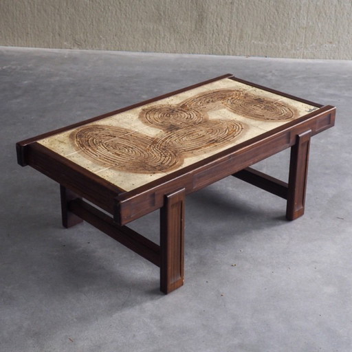 Couchtisch mit Fliesen im Mid-Century-Stil von Jean D’Asti – salontafels, Wood