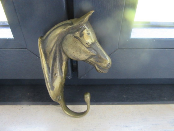 Image 1 of Gancio appendiabiti vintage in ottone a forma di testa di cavallo (rif. 110726010)