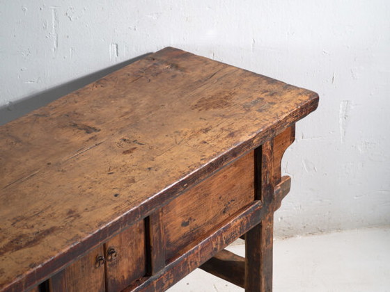 Antique console table in elm wood – China, circa 1900 – Brass (photo 16 of 40)