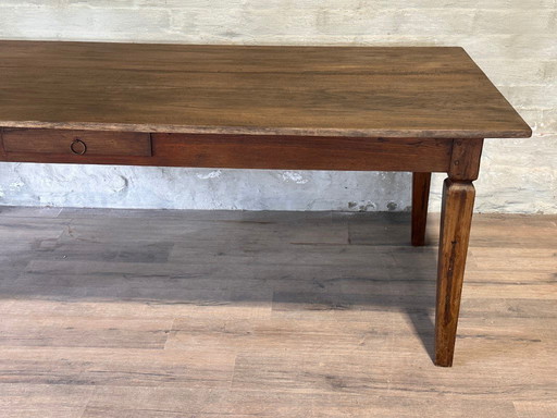 French antique dining table with 1 drawer - 237 x 99 cm + 79 cm high