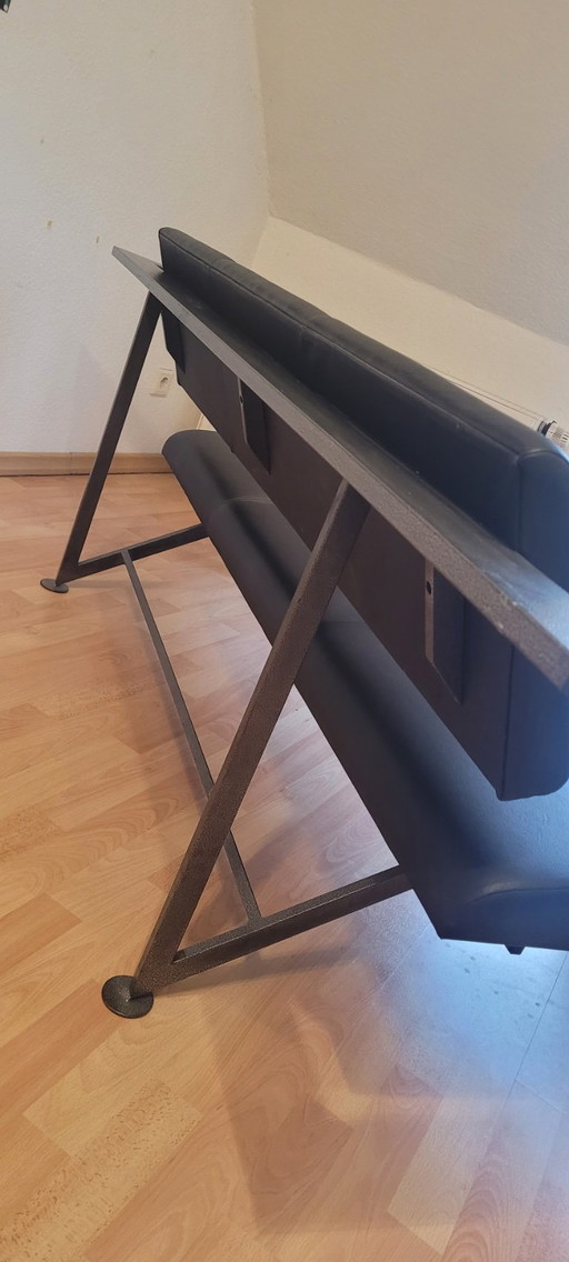 Design sofa leather & steel