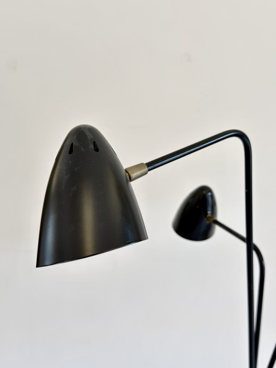 Mid-Century Modern Tripod Floor Lamp with Three Adjustable Shades, and Brass Details, 1960s – Vloerlampen (photo 4 of 15)