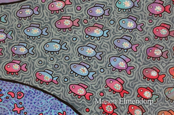 Image 1 of Unique Hand-Painted Painting "Ocean Life" Art New