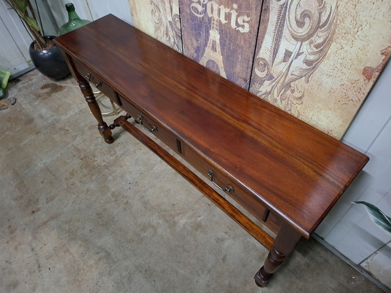 Image 1 of Mesa auxiliar clásica inglesa, mesa de recibidor, consola de pared, dimensiones: 140x34cm y 76cm de alto.