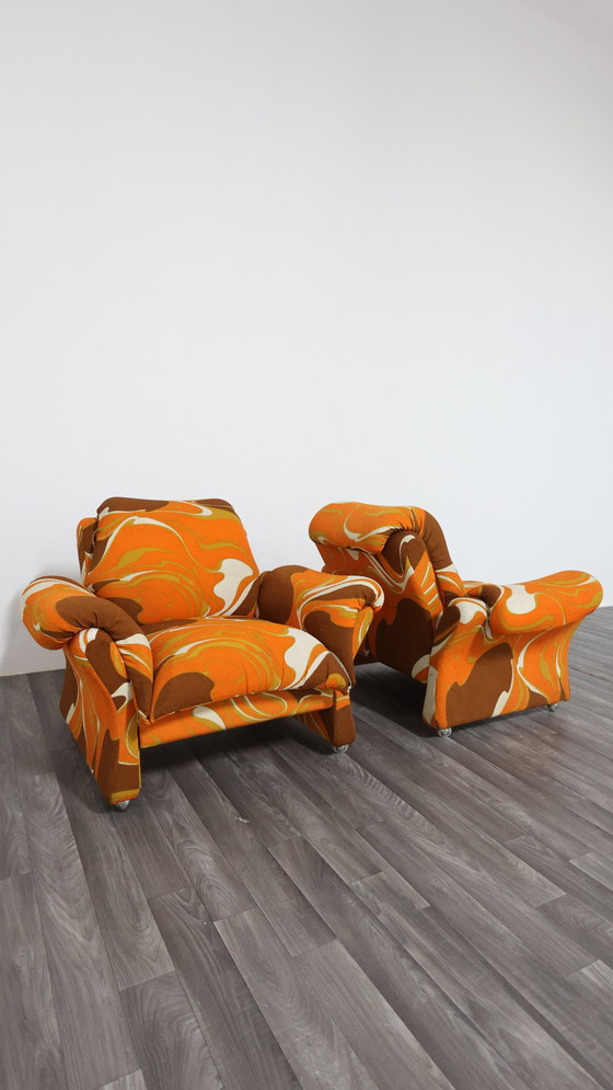 Image 1 of Guarnacci Padovano Vagnoni Paar 1-zits fauteuils Mod. Ionica-ontwerp jaren 70