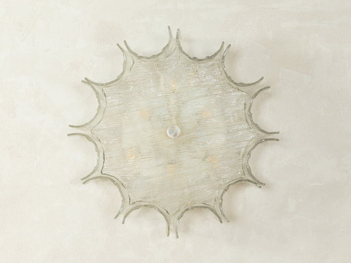 Lampada da parete e da soffitto in vetro smerigliato, anni '70, Kaiser Leuchten, Vintage