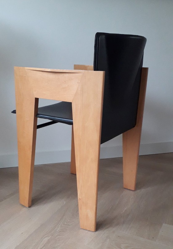 Image 1 of Arco Dining Chair design wooden leather chair Arnold Merckx