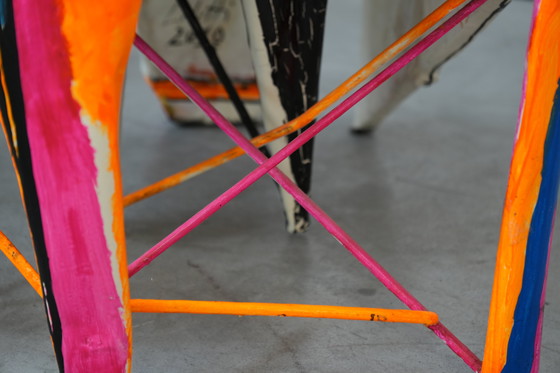 Image 1 of Paire de chaises modulaires sculpturales Guido Coletti (1995) - Collage peint à la main