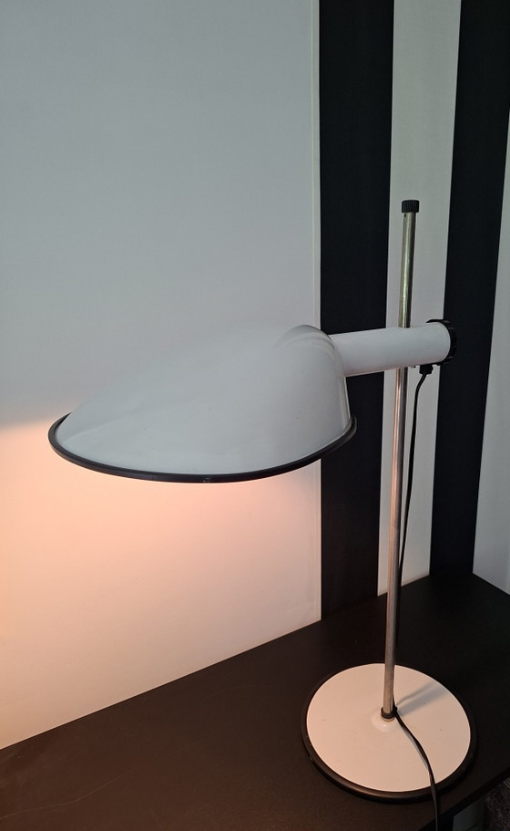 Dimensions: 43 W x 67 H x 26 D Ab Fagerhults Sweden White Table or Desk Lamp from the 1970s. – Metal, Plastic (photo 6 of 8)