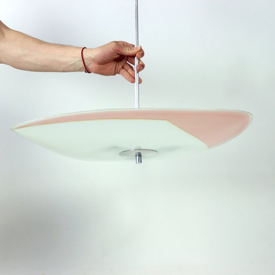 Image 1 of Mid Century Glass Ceiling Light By Napako, Czechoslovakia, 1960s