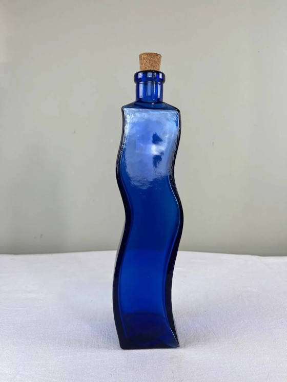 Große kobaltblaue Flasche – Gläser & Karaffe, Crystal, Glass (photo 3 of 9)