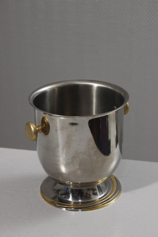 Secchiello per champagne vintage Gottinghen, acciaio inossidabile 18/10, placcato oro, design anni '80