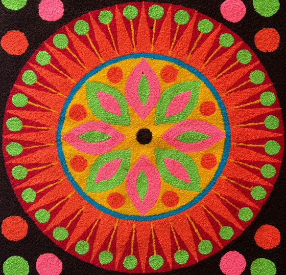 Image 1 of Arazzo da parete vintage anni '70 firmato Luis Montiel – Design floreale flower power anni '70