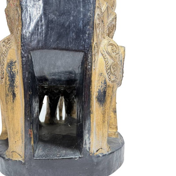 Antico Buddha birmano del XIX secolo - Legno policromo intagliato a mano - 57 cm – Sculture (photo 16 of 18)