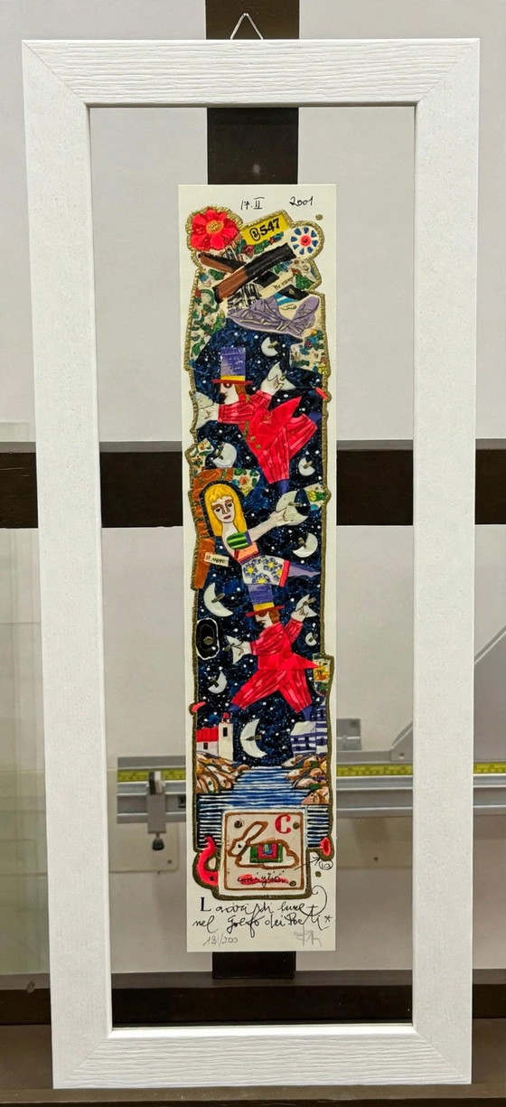Francesco Musante Screen Print 10x50 cm, Moon Thieves, Framed, Lithographs & prints, Paper, Wood, Multi Color (photo 2 of 5)