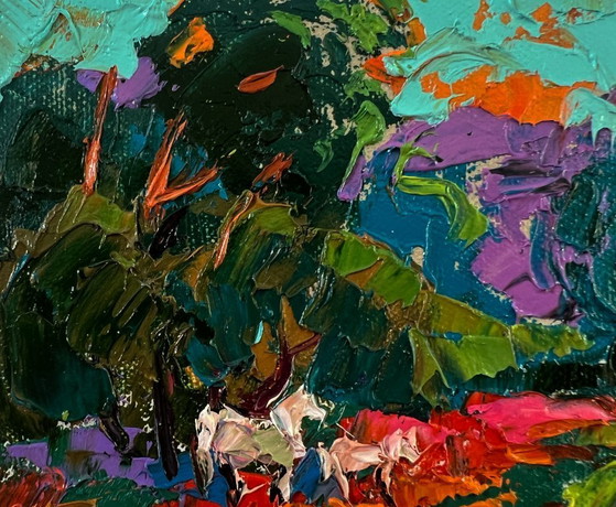 Original Oil Painting Summer Nature Landscape Evening in the Forest – Paintings & Drawings, Canvas (photo 7 of 8)