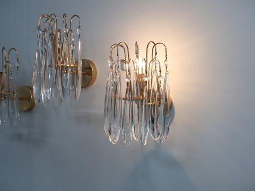 Set of 4 vintage Murano teardrop glass wall sconces 1980s