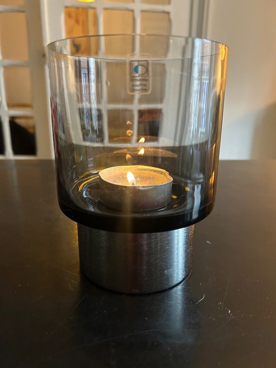 Image 1 of smoked glass candlestick by Boussu, 1970