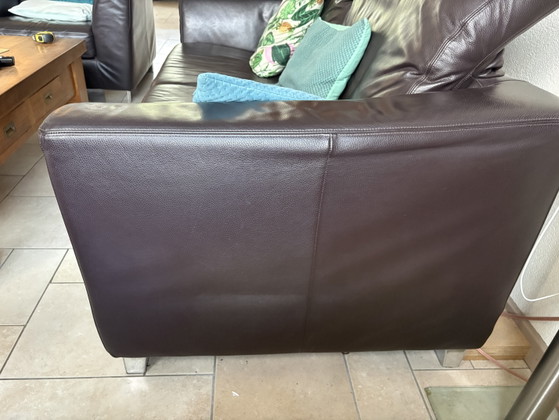 2,5 Zits Bank Montel Bruin Echt Leer Met Verstelbare Rugleuning – Banken, Leather, Metal (photo 9 of 12)