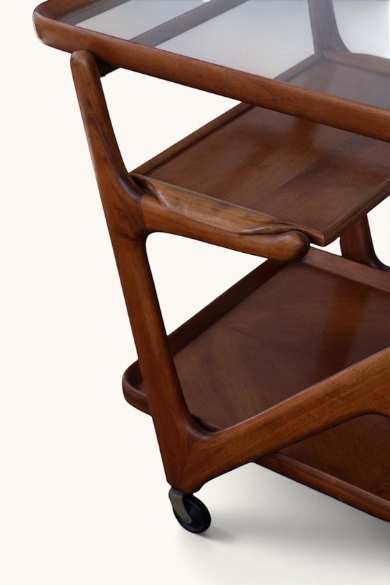 Carrello/carrello bar di Cesare Lacca per Cassina, anni '50 – Carrelli bar, Glass, Wood (photo 7 of 14)