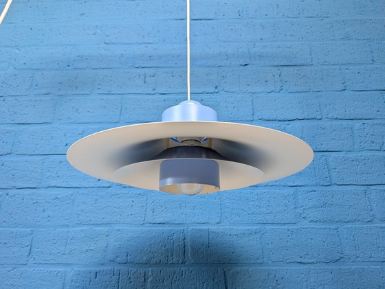 Image 1 of Vintage Blauwe Schalenlamp, Horn Belysning, Deens Design