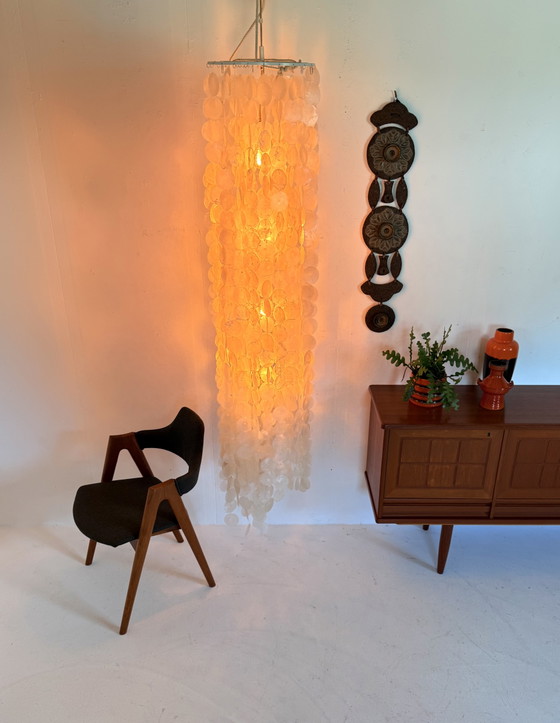 Image 1 of Lampada vintage XXL (200 cm) in conchiglia di capiz, Italia '80