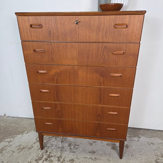 Vintage Danish chest of drawers, Omann Jun, 6 drawers, teak 1960s, Wood, Brown (photo 5 of 22)