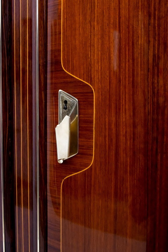 Image 1 of Cabinet de bar en acajou et laiton attribué à Gio Ponti, Italie du milieu du siècle, années 1950