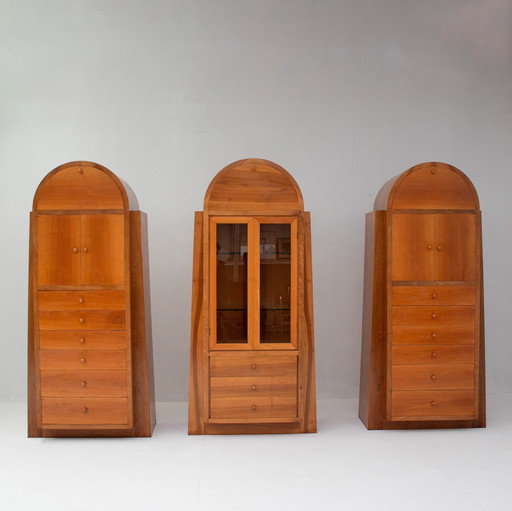 Ensemble de 3 armoires de rangement au design moderniste des années 1970