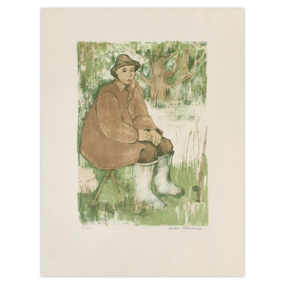 André MINAUX Lithographie Signée Le Pêcheur 1952 – Lithographies et sérigraphies, Paper (photo 2 of 5)