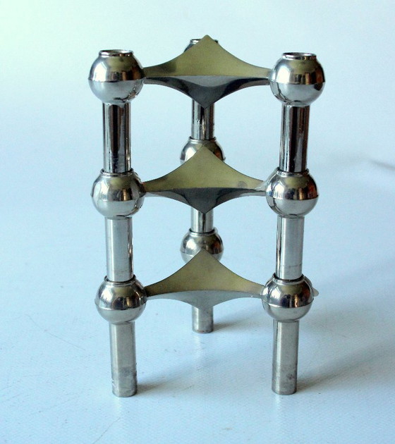 3 Design Kerzenleuchter von Stoffi Nagel für BMF, Nagel & Stoffi, Kerzenhalter, Silber, Vintage (Foto 2 von 6)