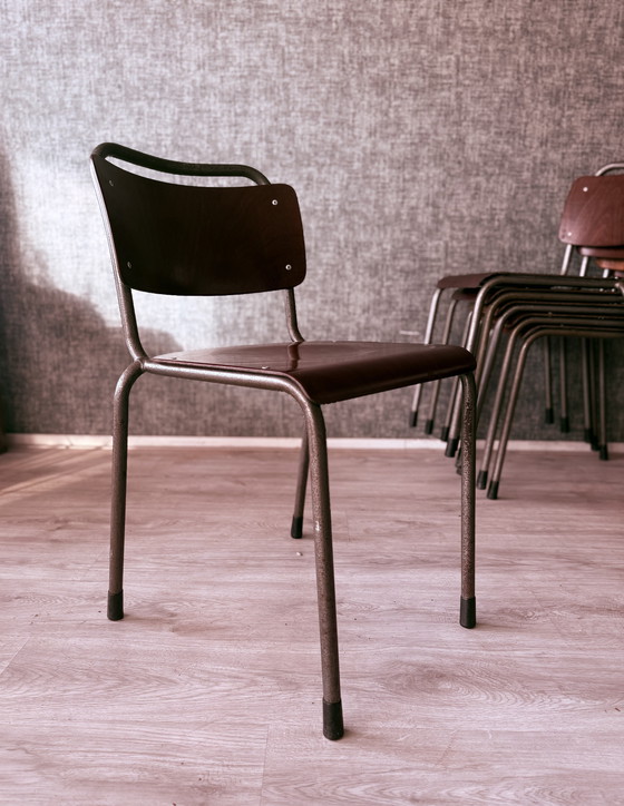 Image 1 of 6x Gispen ‘TU Delft’ 106 stoelen Pagholz, Nederland, jaren 1950