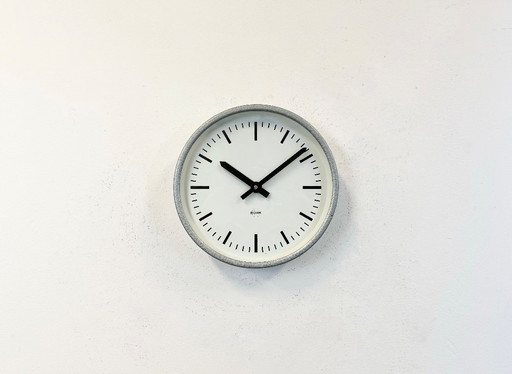 Grey Industrial Wall Clock from Burk, 1970s