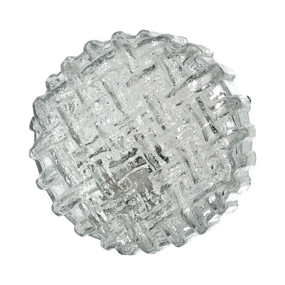 Image 1 of Hillebrand Leuchten 5222 Plafond Weave IJsglas Duitsland jaren 70