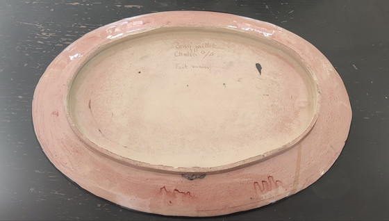 Image 1 of Grote geglazuurde aardewerken schaal, gesigneerd door Tony Jaillet, jaren 1950-1960.
