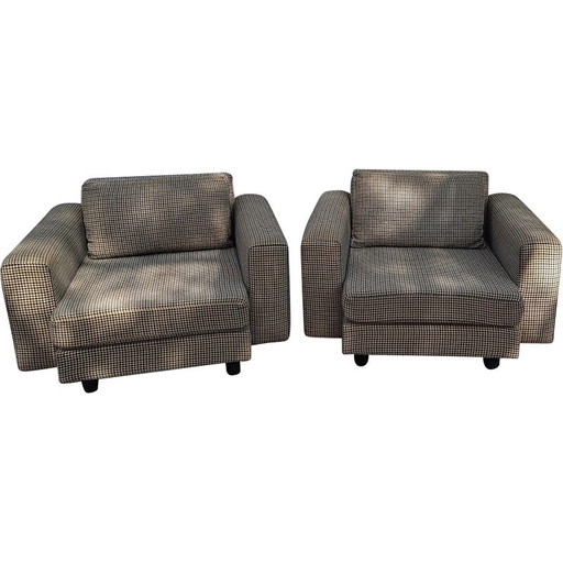 Par de poltronas vintage Arflex en tela de Marco Zanuso para Mcm, década de 1950-1960