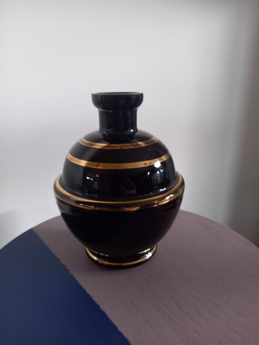 • Authentisches Booms Glas - De Rupel - Art Deco Karaffe/Topf mit Kristallier-Etikett.