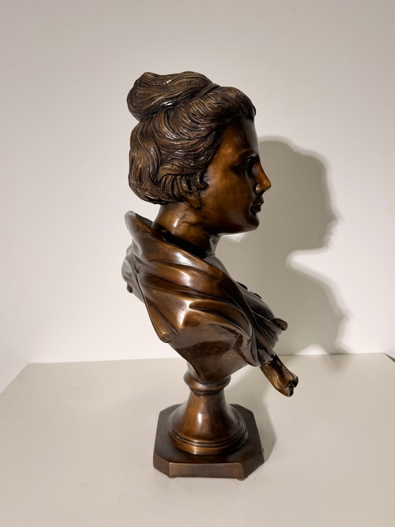 Bronzen buste van een dame – Beeldhouwkunst, Wood (photo 4 of 5)