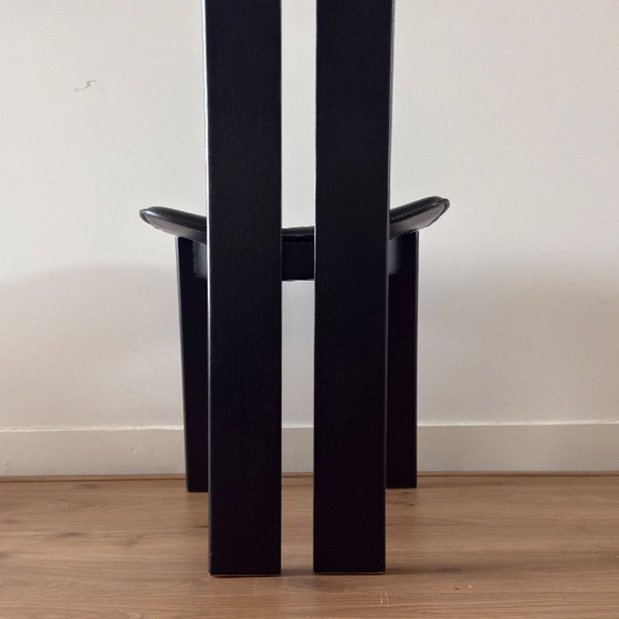 Image 1 of Set van vier volledig zwarte eetkamerstoelen met hoge rugleuning in de stijl van Pietro Constantini, jaren 70, Italië