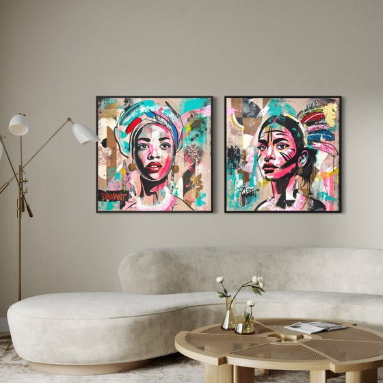 Image 1 of Afrikanische Anmut – Pop-Art-Gemälde 103 x 103