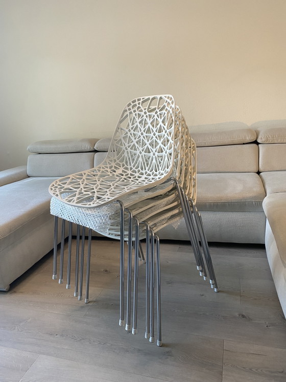 Sedie da pranzo di design bianche - Crassevig Nett (Ton Haas) / Set – Chrome, Plastic (photo 2 of 7)
